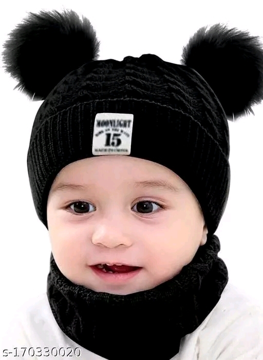GWSc- 170330019 Tompik Assorted colour Cute Panda Cartoon Monkey Cap - Black, 5-6 Years