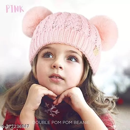 GWSc- 172236846 Children Double Pompom Knitted Beanie for Boys & Girls  - Watusi, 0-6 Months