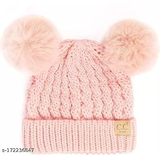 GWSc- 172236846 Children Double Pompom Knitted Beanie for Boys & Girls  - Watusi, 0-6 Months