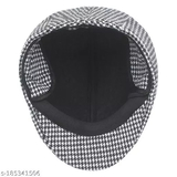 GWSc- 185341505 Zacharias Men's Checkered Woolen Golf Cap  - Black Check, Free Size
