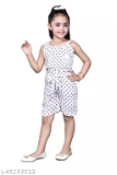 GKb-46107031 Girls Black Rayon Jumpsuits Pack Of 1 - White, 4-5 Years