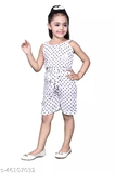 GKb-46107031 Girls Black Rayon Jumpsuits Pack Of 1 - White, 7-8 Years