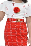 GKb- 62976616 Girls Multicolor Rayon Frocks & Dresses Pack Of 1 - Red Orange, 4-5 Years