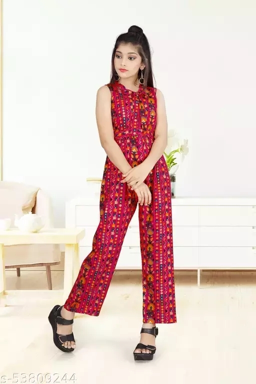 GKb- 53809244 Girls Rayon Jumpsuits Pack Of 1 - Guardsman Red, 2-3 Years