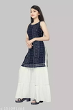 GKb- 154091464 R K Maniyar Special Rayon Suit Sharara Set  - Navy Blue, 8-9 Years