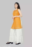 GKb- 154091464 R K Maniyar Special Rayon Suit Sharara Set  - Gold, 10-11 Years