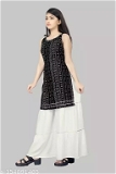 GKb- 154091465 R K Maniyar Special Rayon Suit Sharara Set* - Black, 10-11 Years
