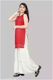 GKb- 154091465 R K Maniyar Special Rayon Suit Sharara Set* - Red, 8-9 Years