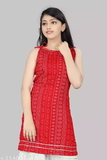 GKb- 154091465 R K Maniyar Special Rayon Suit Sharara Set* - Red, 8-9 Years