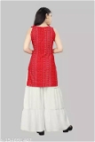 GKb- 154091465 R K Maniyar Special Rayon Suit Sharara Set* - Red, 8-9 Years