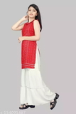 GKb- 154091465 R K Maniyar Special Rayon Suit Sharara Set* - Red, 10-11 Years