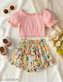 GKb- 135939676 Pink Top Bottom Clothing Set  - Pastel Pink & Multicolor, 3-4 Years