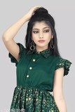 GKb- 203983338 Girl's Special Pure Smooth Silk Frock - Sherwood Green, 9-10 Years