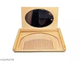 GHDa- 223793790 ViaZAID Compact Hair Brush with Foldable Mirror Wooden Pocket - P-A, Free Size