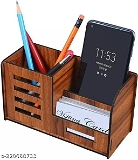 GHDa- 220688733 ViaZAID 3 Compartments Wooden Pen Pencil Stand Box Mobile Holder Visiting Card - P-A, Free Size