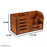 GHDa- 220688733 ViaZAID 3 Compartments Wooden Pen Pencil Stand Box Mobile Holder Visiting Card - P-A, Free Size