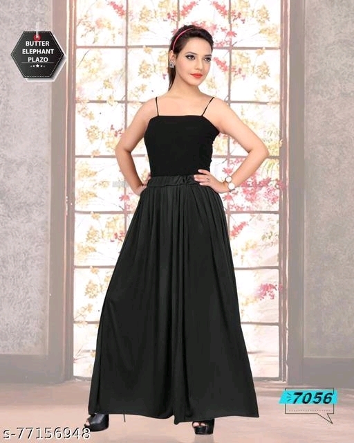 GWd-77156944 Elephant Palazzo  - Black, Free Size