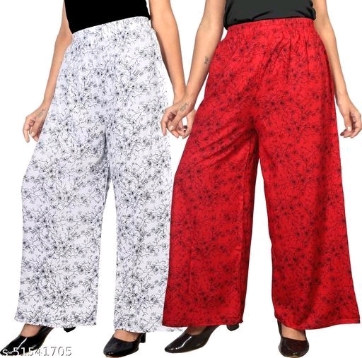 GWd-51541705 Casual Modern Women Palazzos - Red & White, 38