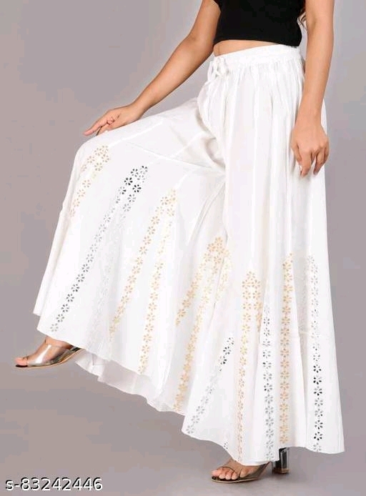 GWd- 83242446 Stylish Modern Women Palazzos - White Fine, 28