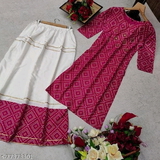 GGKb-77373299 Wonderful Reyon Kurti With Foli Printed Skirt - IMG-C, L
