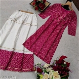 GGKb-77373299 Wonderful Reyon Kurti With Foli Printed Skirt - IMG-C, XL