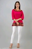 GWWc- 110523255  Red Ribbon Embroidery Top  - Red Ribbon, XL