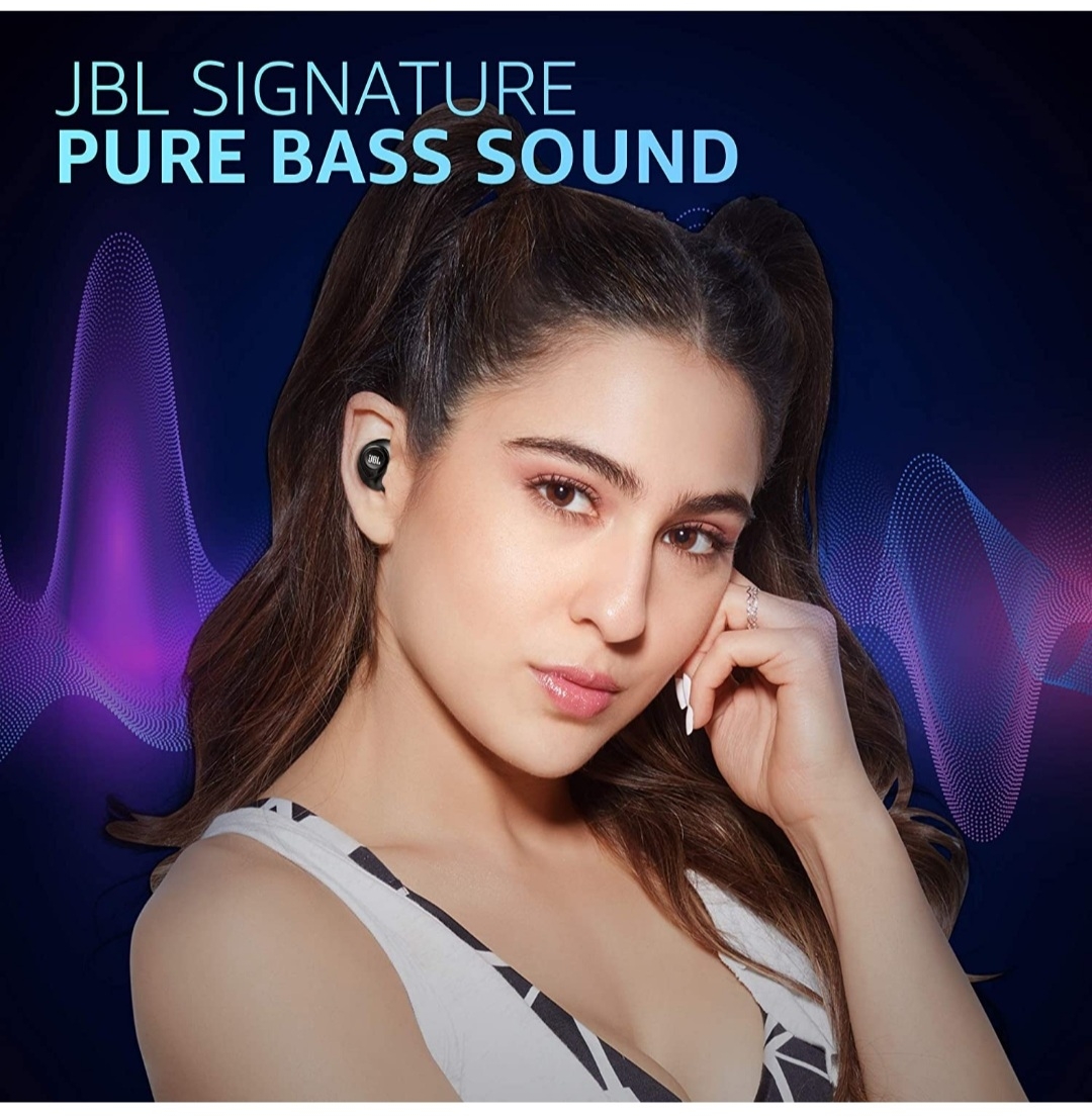 JBL C105TWS Harman ट्रू वायरलेस ब्लूटूथ इन ईयर हेडफ़ोन माइक के साथ (काला)