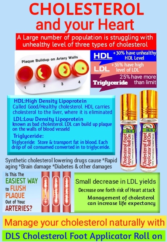 DLS Cholesterol Foot Applicator Roll On: Natural Management of LDL/Triglyceride - 8ML