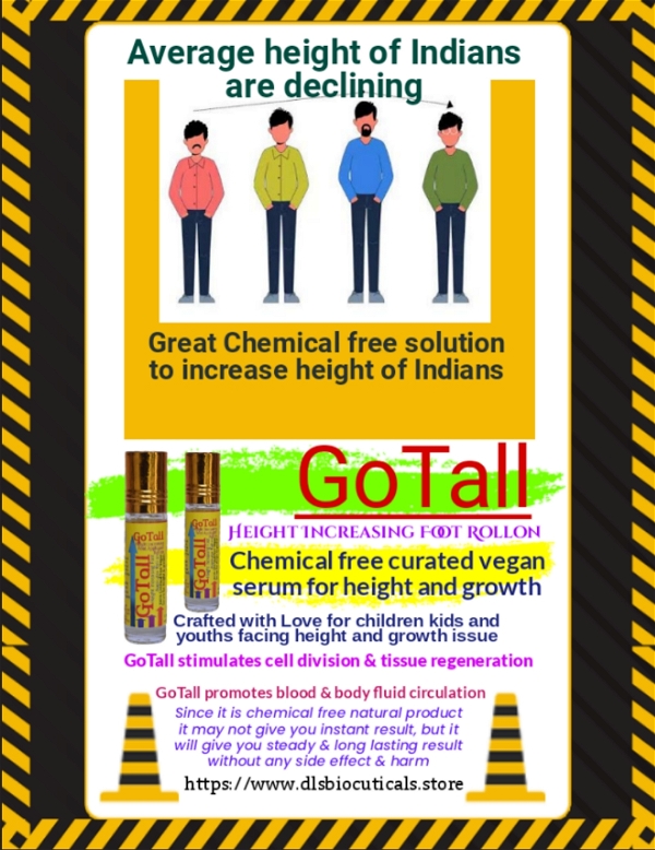 DLS GoTall: Chemical Free Curated Vegan Height Increasing Foot Applicator Roll On - 8 ML, N