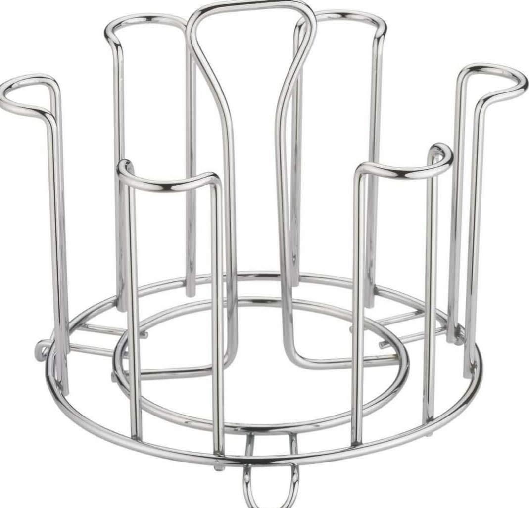 Stainless Steel Glass Stand Glass Holder For 6 Glasses For Kitchen Dining Table Round