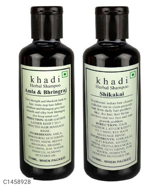 Khadi Amla & Bhringraj and Shikakai Shampoo 420 ml Pack of 2