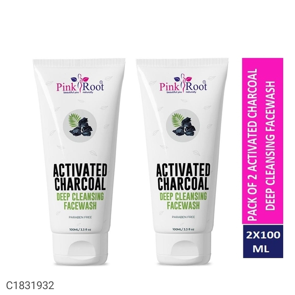 Pink Root Activated Charcoal Deep Cleansing Facewash 100ml Pack of 2