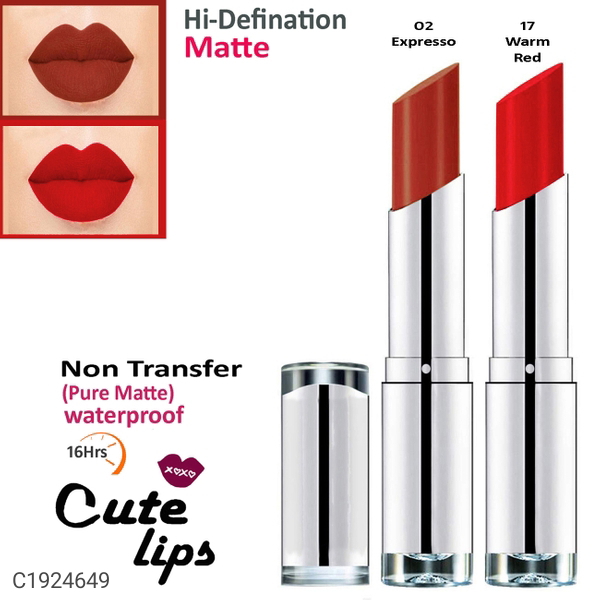 bq BLAQUE B.Berry Cute Lips Non Transfer Matte Lipstick 2.4 gm each - 02 Expresso 17 Warm Red