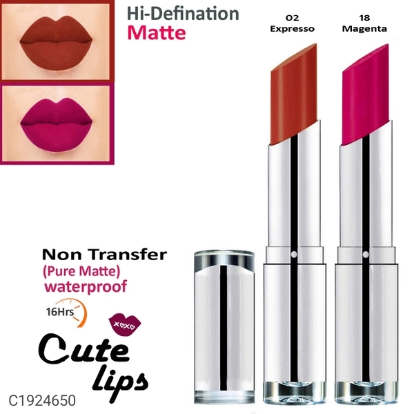 bq BLAQUE B.Berry Cute Lips Non Transfer Matte Lipstick 2.4 gm each - 02 Expresso 18 Magenta