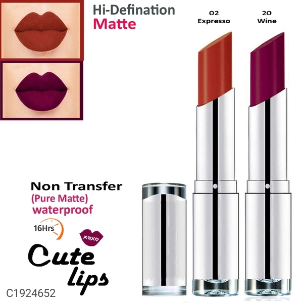 bq BLAQUE B.Berry Cute Lips Non Transfer Matte Lipstick 2.4 gm each - 02 Expresso 20 Wine