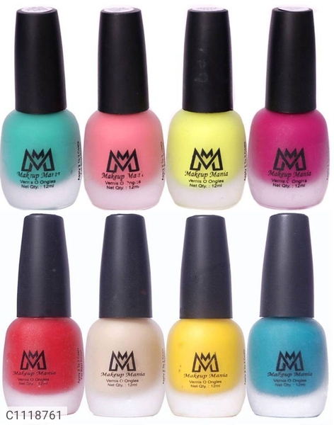 Makeup Mania Premium Nail Polish Set, Velvet Matte Nail Paint Combo of 8 (MM # 19-65)