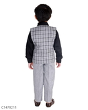 Kids Checks Shirt Waistcoat Pant Set - 6-7 Years