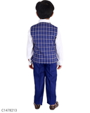 Kids Checks Shirt Waistcoat Pant Set - 6-7 Years