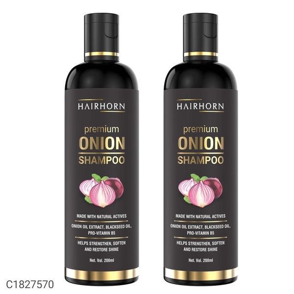 Hair Horn Hair horn onion shampoo Regenerating 5 in 1 Anti-Hairfall Super Shampoo with Onion Oil, Bhringraj, Apple Cider Vinegar, Argan Oil & Aloe Vera For Women & Men 200ml (pack of 2)