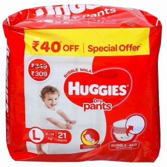 Huggies Dry Pants L (9 - 14 kg) (Rs 40 Off) Pack Of 21