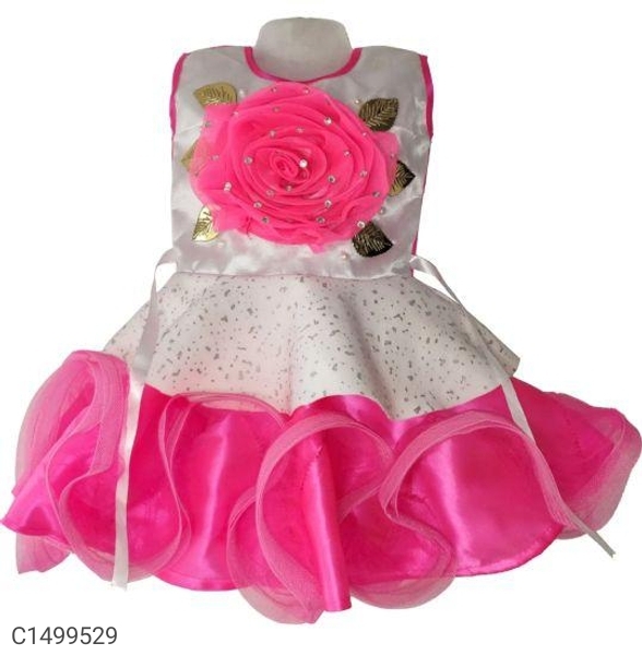 Kids Party Wear Imported Net Floral Frock - 9-12 Months
