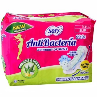 Sofy Anti Bacteria Extra Long Slim Sanitary Pads Pack Of 14