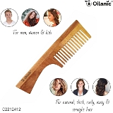 Oilanic Handmade Medium Detangler Neem Wooden Comb(5.5 inches) & Dressing Handle Comb(7.5 inches)- For Antidandruff Men & Women Combo pack of 4 Pcs(2 Pcs Each variety)