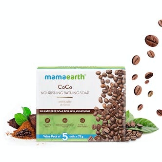 Mamaearth Coco Nourishing Bathing Soaps with Coffee & Cocoa (4 + 1 Free) 5 x 75 g