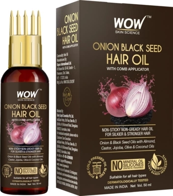 Wow Skin Science Onion Black Seed Hair Oil with Comb Applicator 50 ml