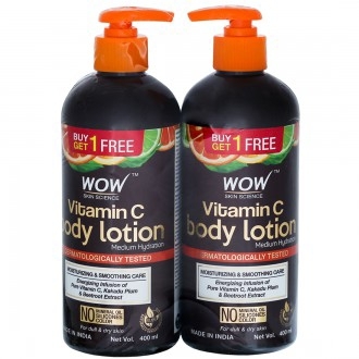 Wow Skin Science Vitamin C Body Lotion Medium Hydration (Buy 1 Get 1 Free) 2 x 400 ml
