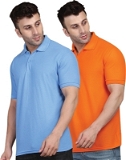 Inkkr Solid Men Polo Nack T-shirts P-1019 - Web Orange, Rskart, XL