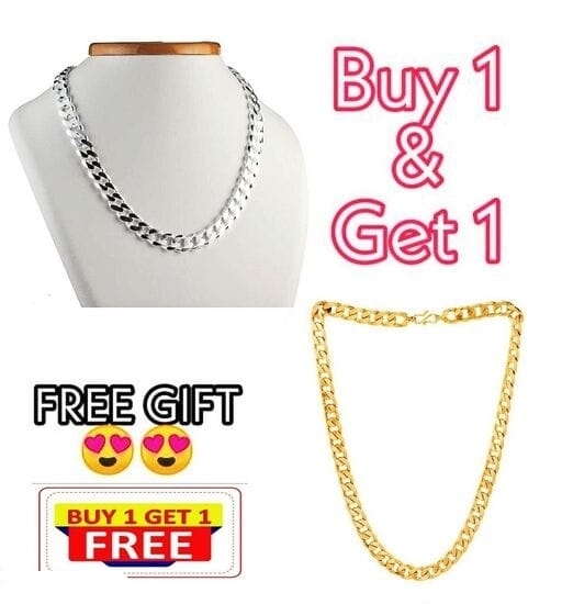 Combo Golden And Silver Navklesh Chain/Golden Boy And Girls Chain/Gold Men's And Women Chain
