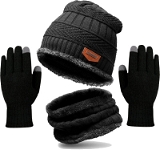 Winter Knit Beanie Hat Neck Warmer Scarf And Wolen Gloves Set For Men & Women Cap - Ram Store
