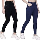 Single Cotten Button Furr High Elwaisr Jeans For Women & Girls Combo Pack Of 2 - Rskart, 28